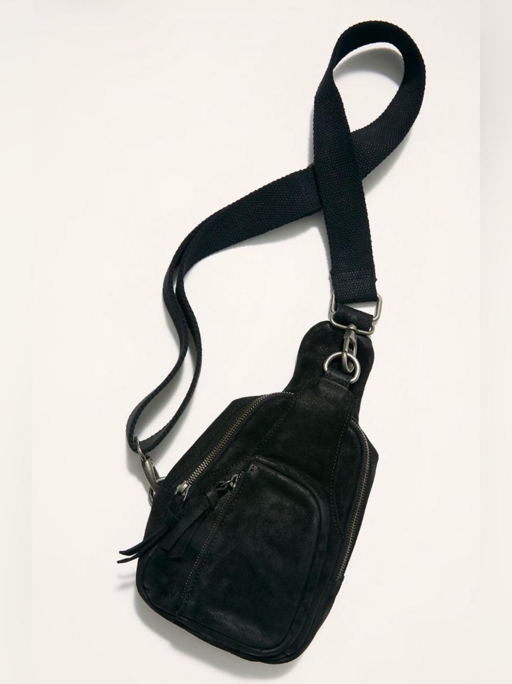 Free People Hudson Suede Sling Bag in Black - Picture 2 of 11